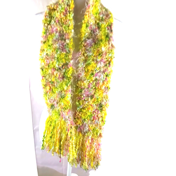 Pastel Winter Scarf Rectangle 54 X 5" Heavy Pink Yeoole Metallic Silver Threads - Picture 7 of 7